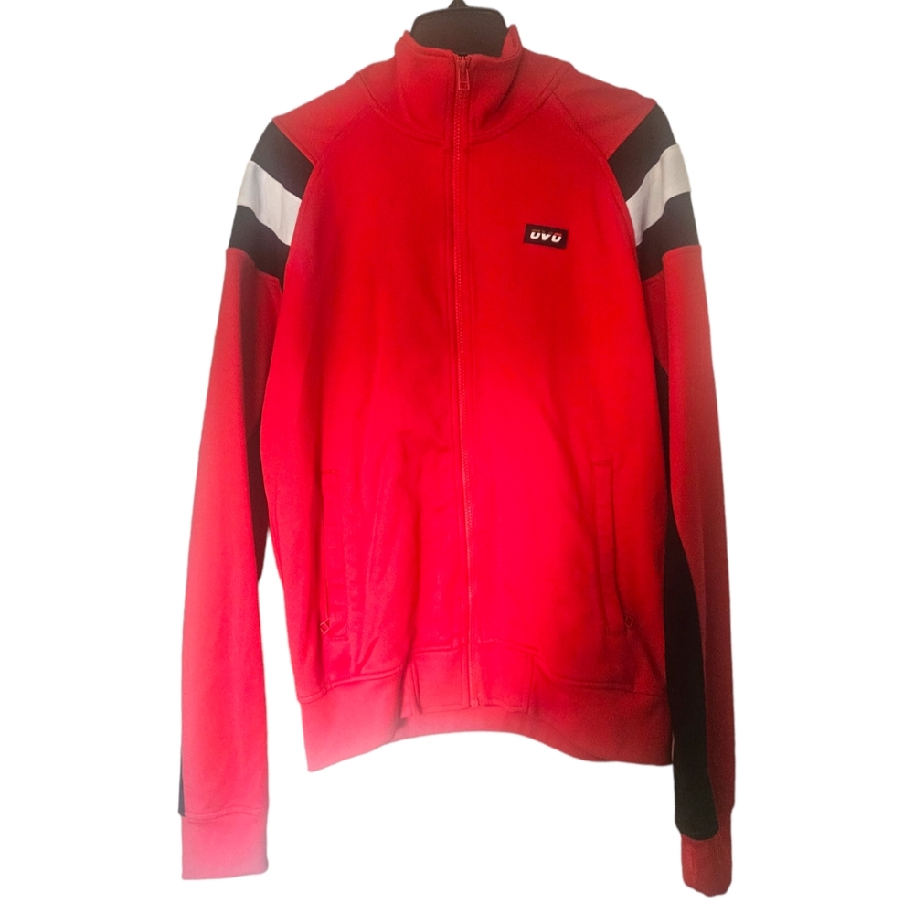 OVO Track Jacket Red Black White Athleisure Cotton Blend Large